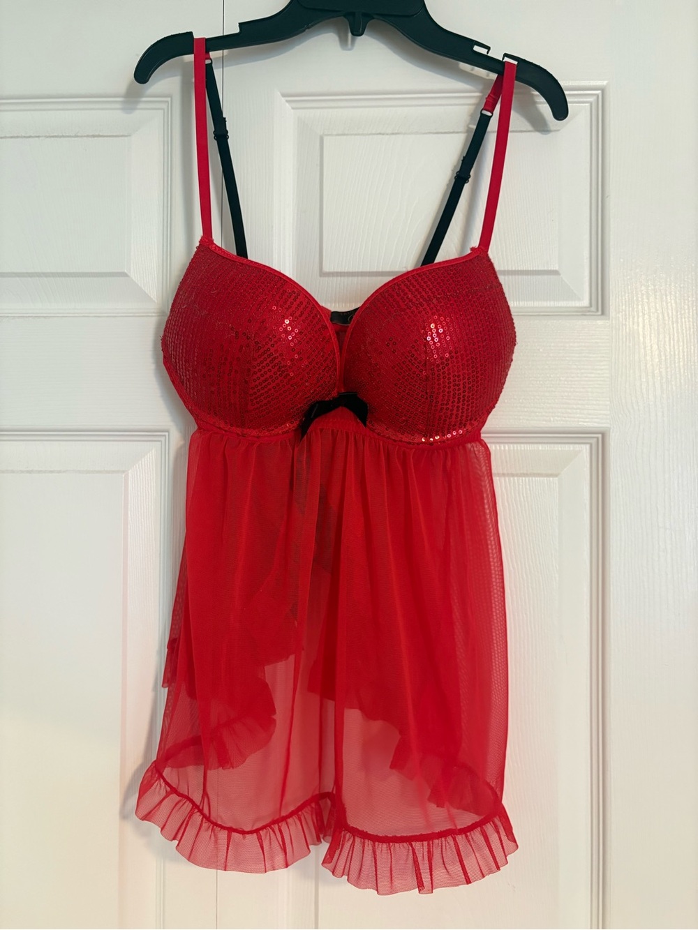 Y2K True Desire red sequin babydoll push up lingerie